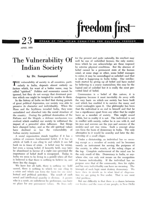 First page of Freedom First