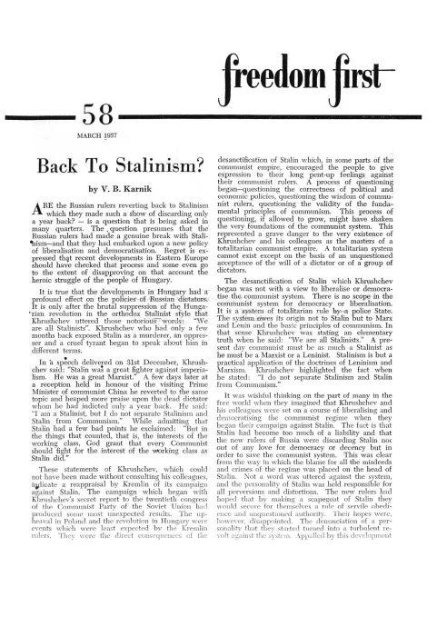 First page of Freedom First