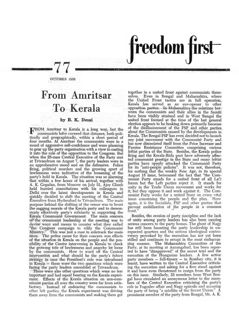 First page of Freedom First