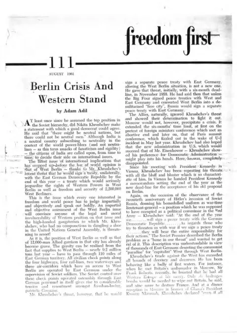 First page of Freedom First