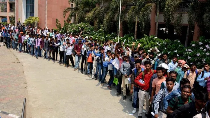 Representational Image to accompany 'Taking Reforms to the Poor: Post Reform Labour and Employment Issues' - The Liberal Budget 2007-08. Pictured: Unemployed youth at a government enrolment centre in Patna | Photo: ANI